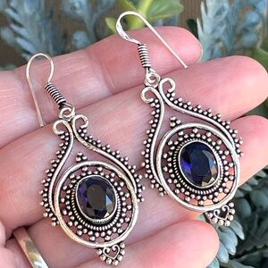 Tanzanite Sterling Silver 2” Dangle Earrings